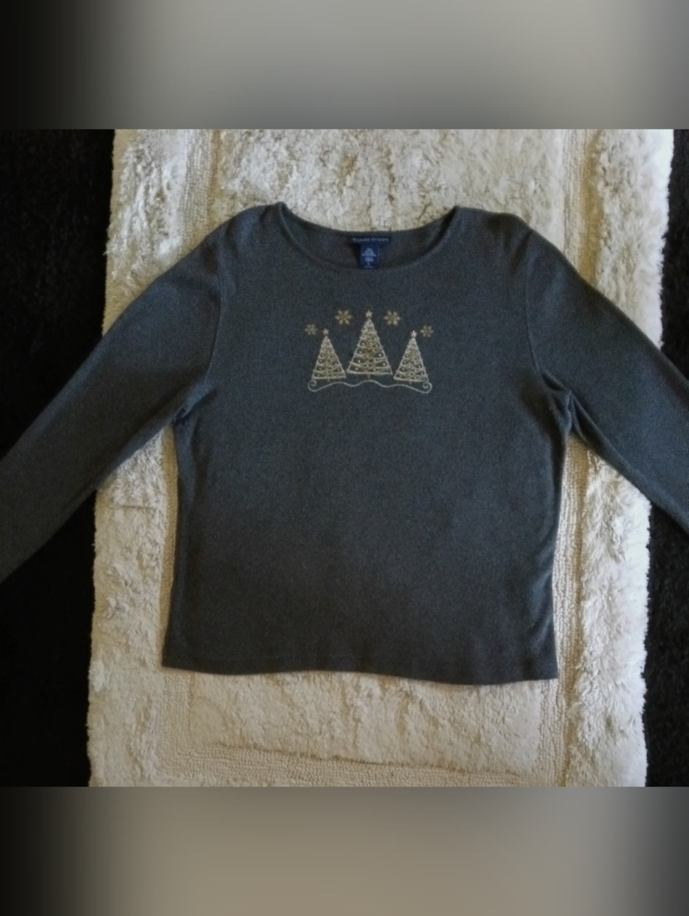 Karen Scott Dark Gray Crew Neck Christmas Sweater